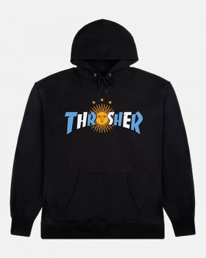 Mikina s Kapucnou Thrasher Argentina Estrella Panske Čierne | SK-24HMVWPNU