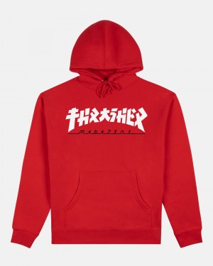 Mikina s Kapucnou Thrasher Godzilla Panske Červené | SK-78EWUOGIY