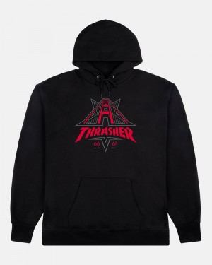 Mikina s Kapucnou Thrasher Golden Gate Panske Čierne | SK-58SPELMWV