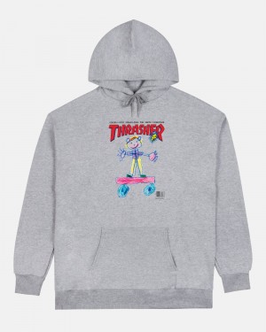 Mikina s Kapucnou Thrasher Kid Cover Panske Siva | SK-76GQZEYLT