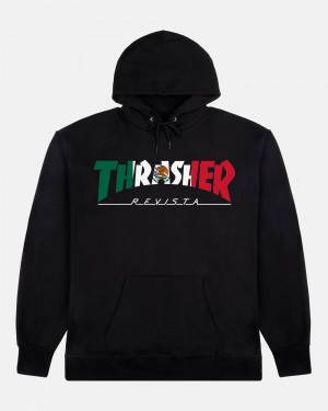 Mikina s Kapucnou Thrasher Mexico Revista Panske Čierne | SK-25CBMWOPD