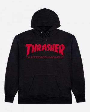 Mikina s Kapucnou Thrasher Skate Mag Panske Čierne Červené | SK-70UACZGHV