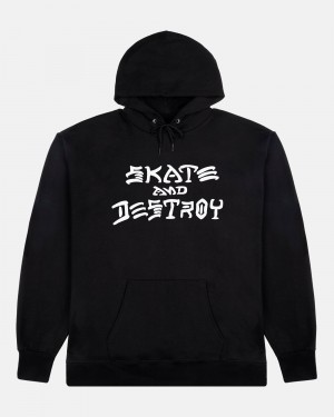 Mikina s Kapucnou Thrasher Skategoat Panske Čierne | SK-25QKGBAWM