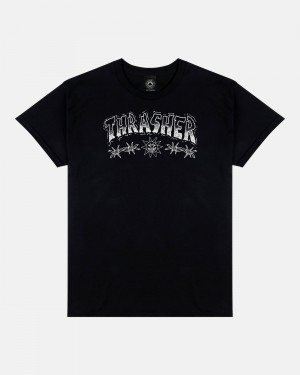 Tricko Thrasher Barbed Wire Panske Čierne | SK-19AJVNREH