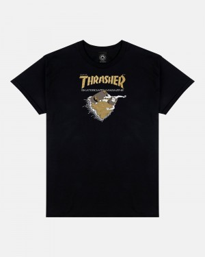 Tricko Thrasher First Cover Panske Čierne Zlate | SK-46BIKVSDZ