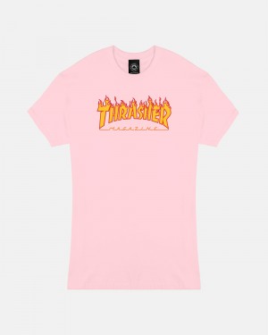 Tricko Thrasher Flame Damske Ruzove | SK-73UTONBJW