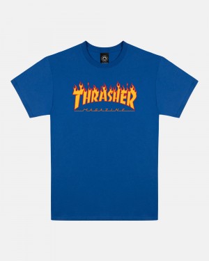 Tricko Thrasher Flame Panske Kráľovská Modrá Modre | SK-89DMQTAWC
