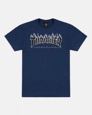 Tricko Thrasher Flame Panske Námornícka Modrá Čierne | SK-38VJZOYSN