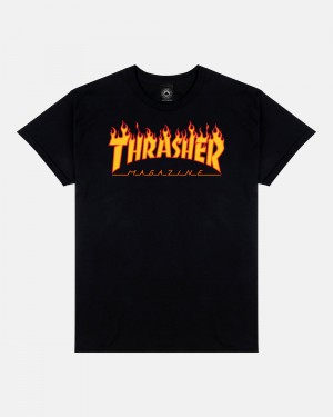 Tricko Thrasher Flame Panske Čierne | SK-13FEKRVAO
