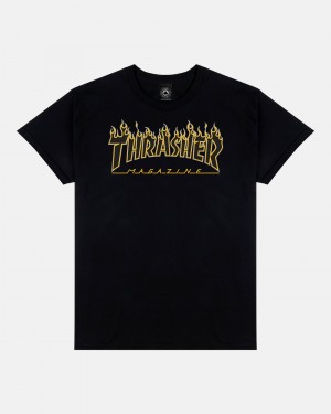 Tricko Thrasher Flame Panske Čierne Žlté | SK-57FIPZRMK