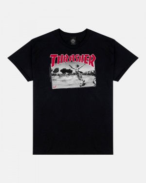 Tricko Thrasher Jake Dish Panske Čierne | SK-15JQBSUXF
