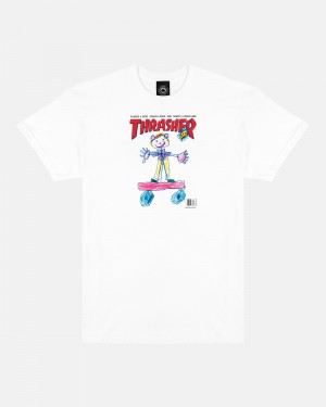 Tricko Thrasher Kid Cover Panske Biele | SK-91WNUCTYQ
