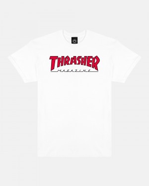 Tricko Thrasher Outlined Panske Biele Červené | SK-57GUHPMLY