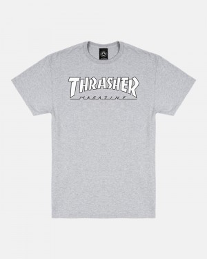 Tricko Thrasher Outlined Panske Siva Biele | SK-85NJAKRMO
