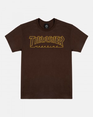 Tricko Thrasher Outlined Panske Tmavo Čokoláda | SK-16HYCGXNE