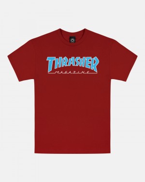 Tricko Thrasher Outlined Panske Červené | SK-42DOBWFCV