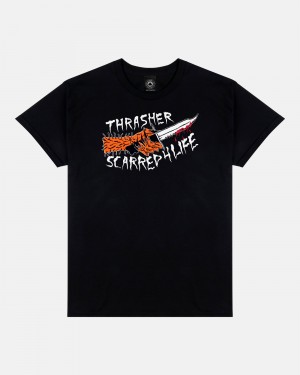 Tricko Thrasher Scarred Panske Čierne | SK-82BMUWDRX