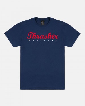 Tricko Thrasher Script Panske Námornícka Modrá | SK-76HPGUTDE