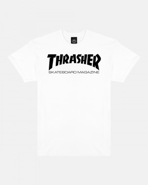 Tricko Thrasher Skate Mag Detske Biele | SK-09FDURMTJ