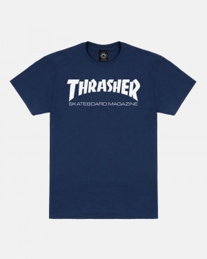 Tricko Thrasher Skate Mag Panske Námornícka Modrá Biele | SK-21KLGHYVD