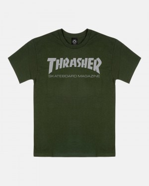 Tricko Thrasher Skate Mag Panske Zelene Siva | SK-37FKWZRVL