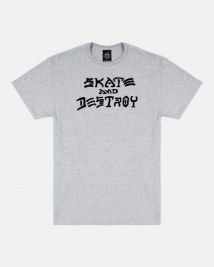 Tricko Thrasher Skate and Destroy Panske Siva | SK-02KWBSGOQ